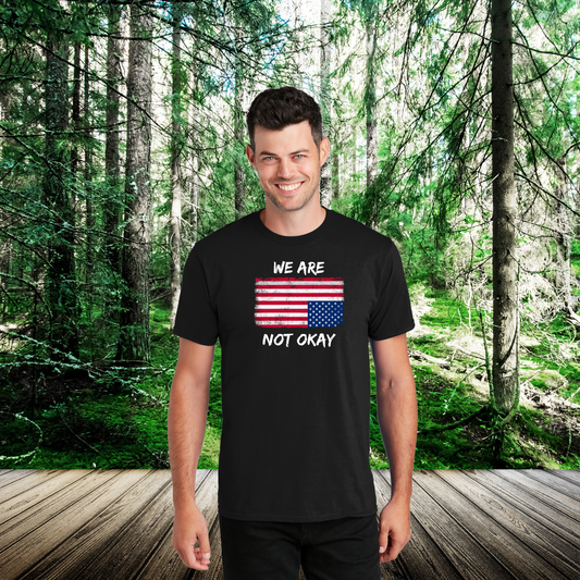 We Are Not Okay Upside Down US Flag T-Shirt