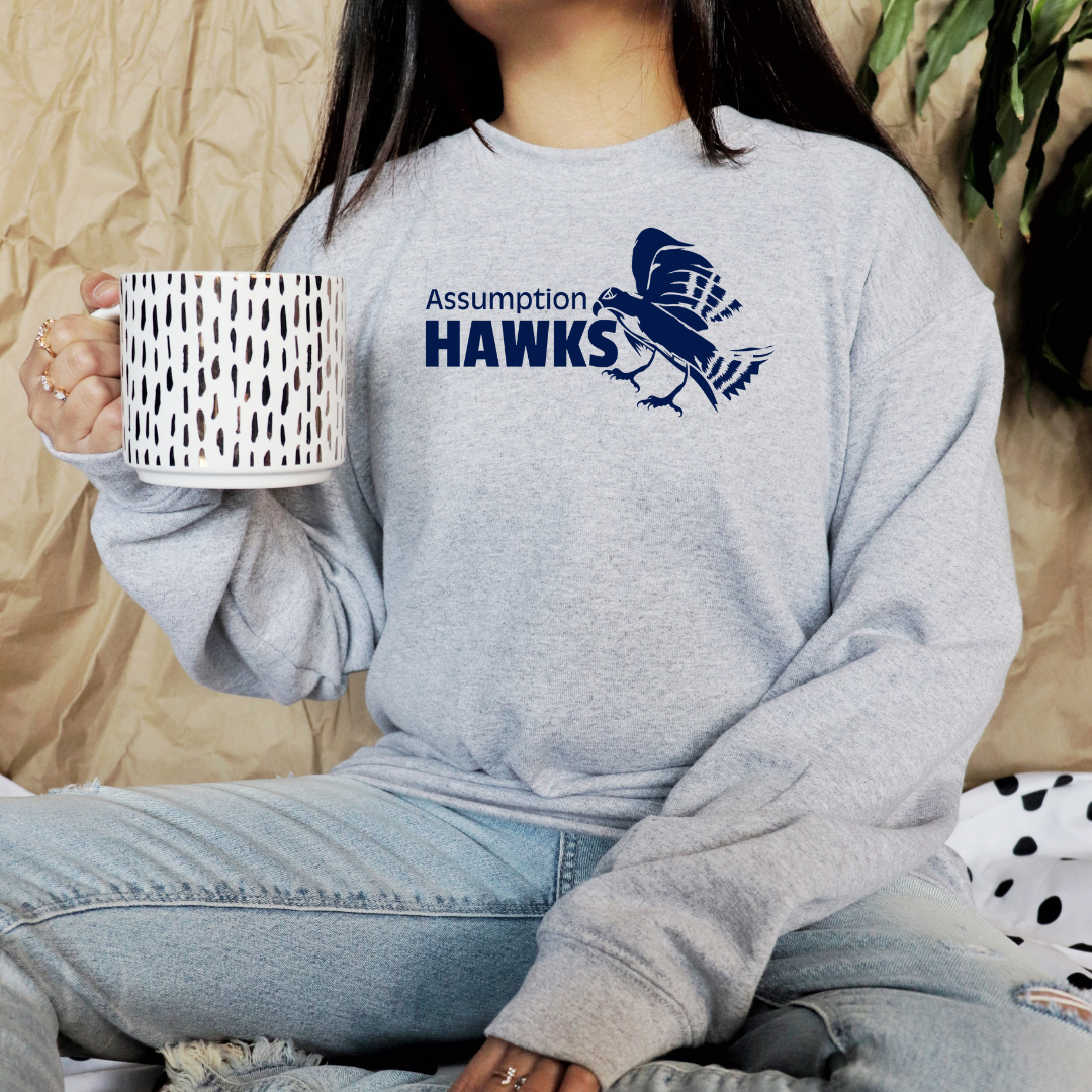 Assumption Hawks Navy Crewneck Sweatshirt – Youth & Adult Sizes