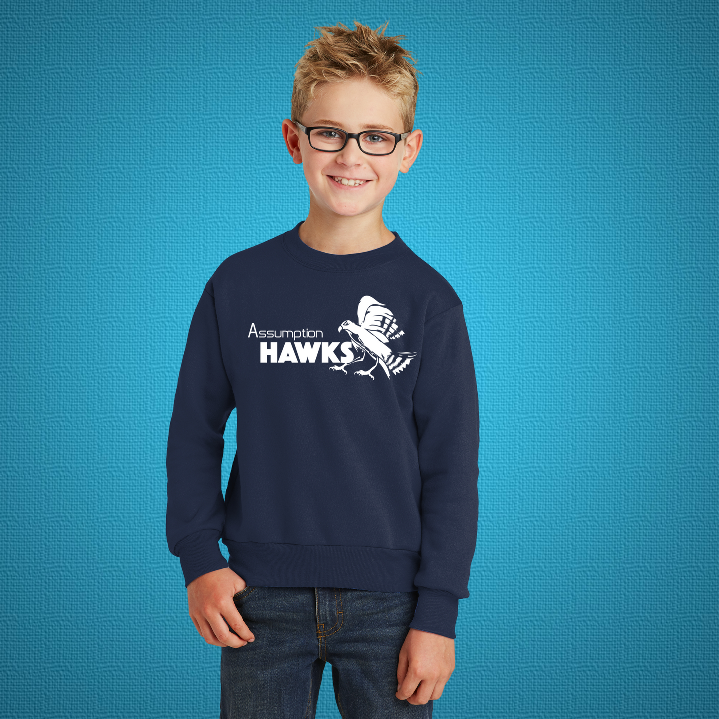 Assumption Hawks Crewneck Sweatshirt – Youth & Adult Sizes