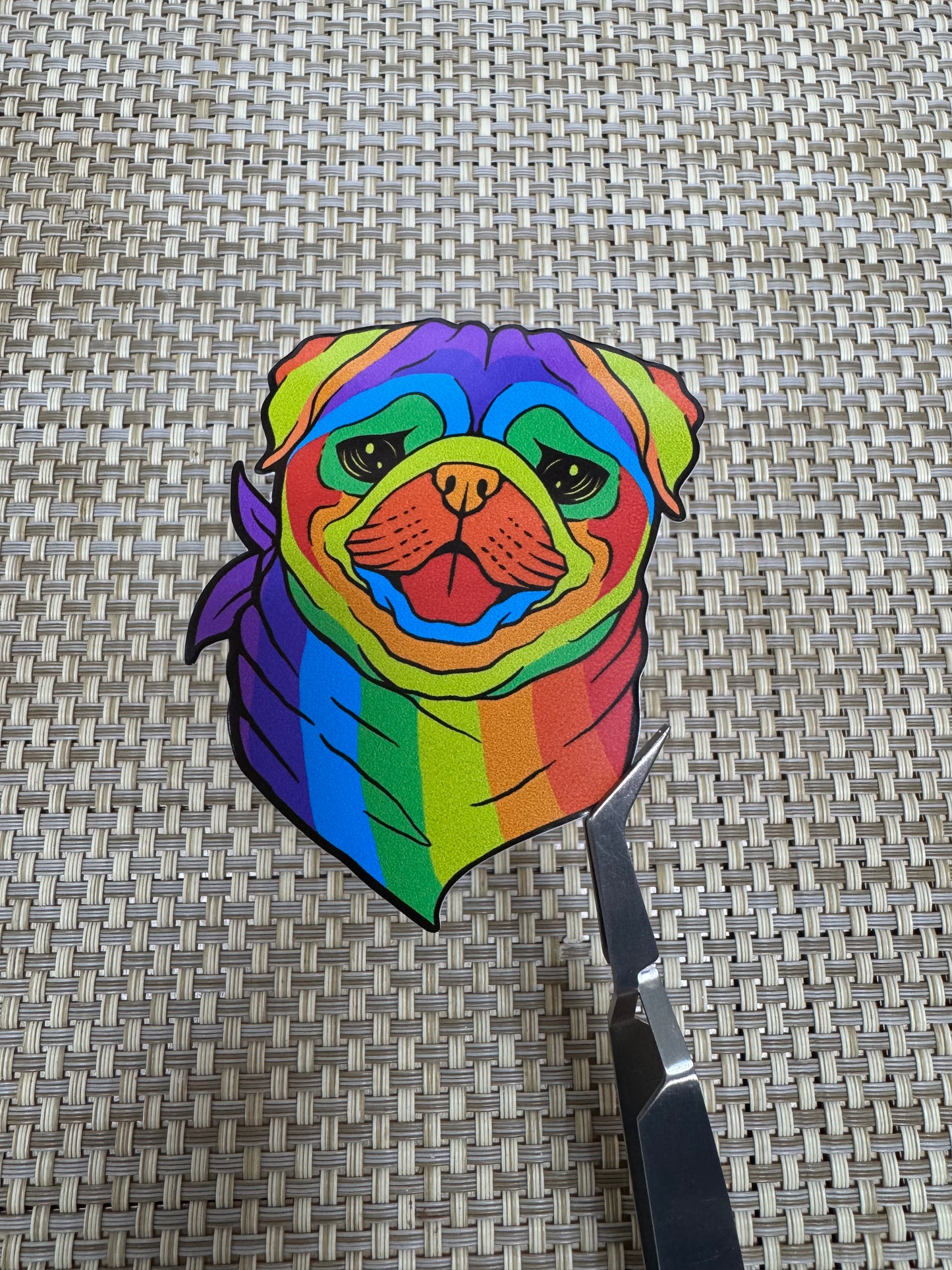 Rainbow pug sticker
