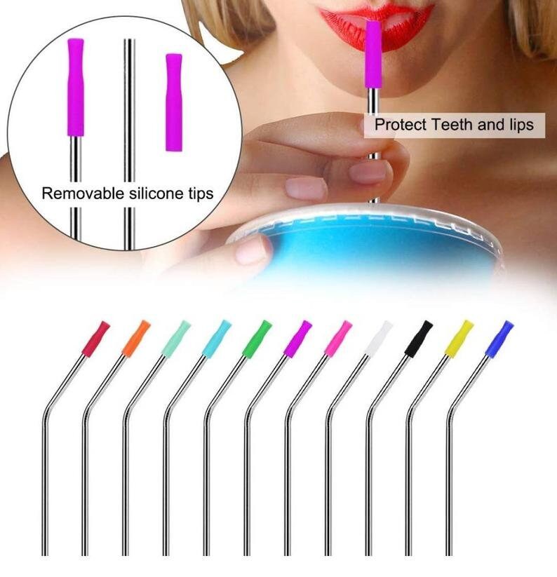 Silicone straw tips. Bulk Packs. Fits 6mm metal straws. food grade. Choose your colors or get assorted packs.
