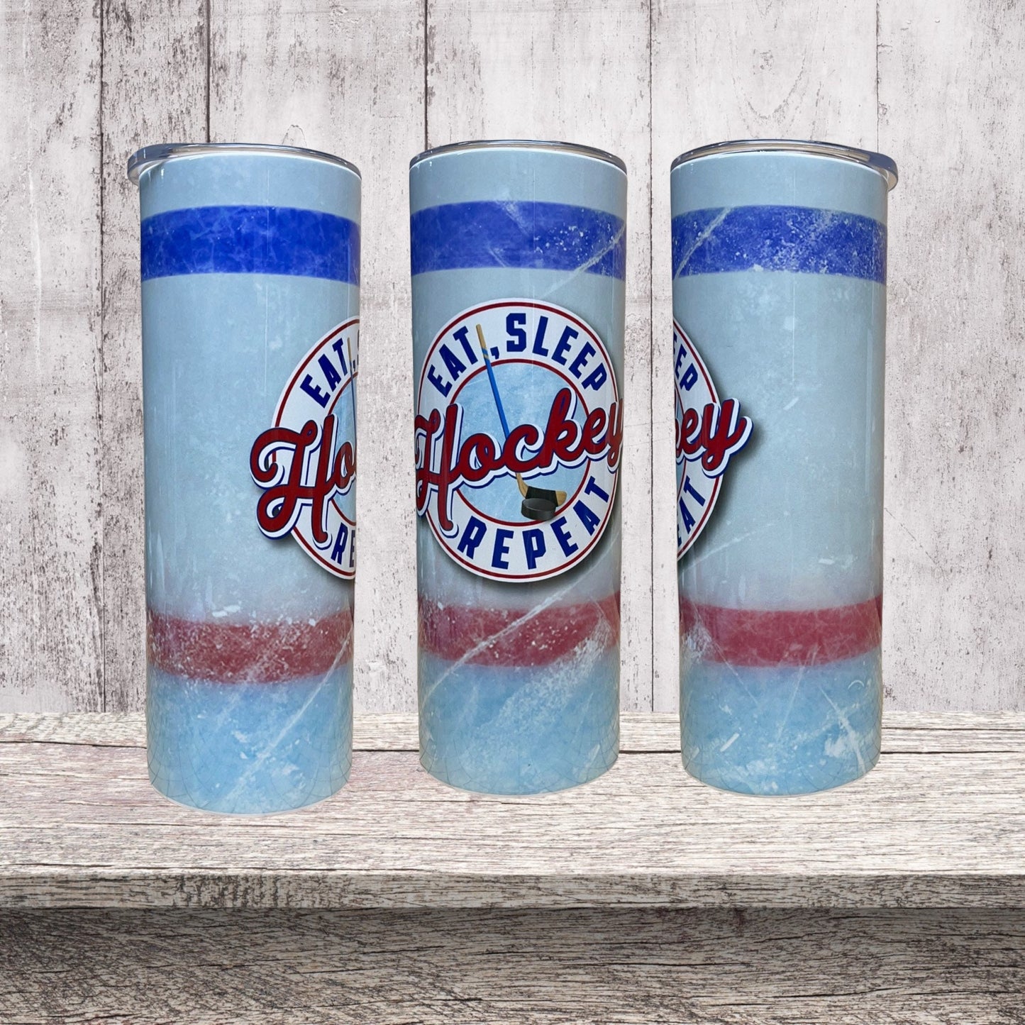 Eat sleep hockey repeat tumbler