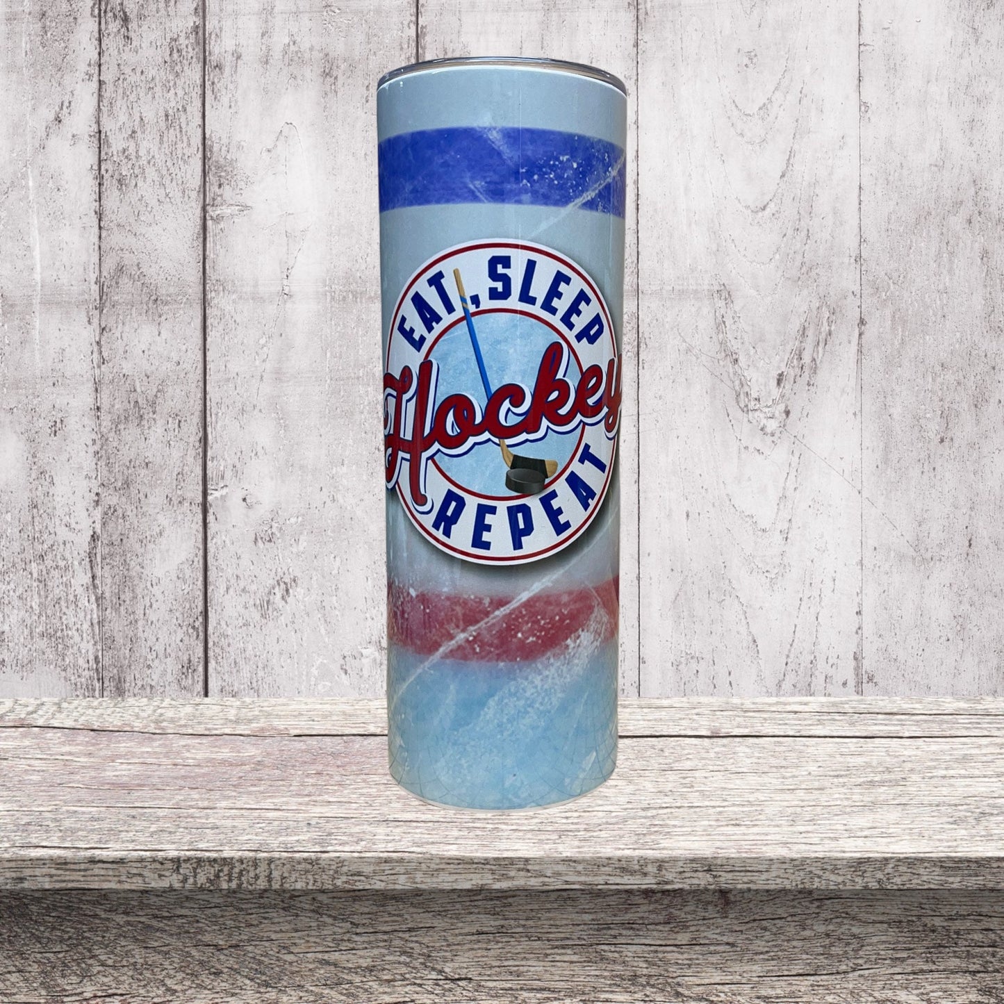 Eat sleep hockey repeat tumbler