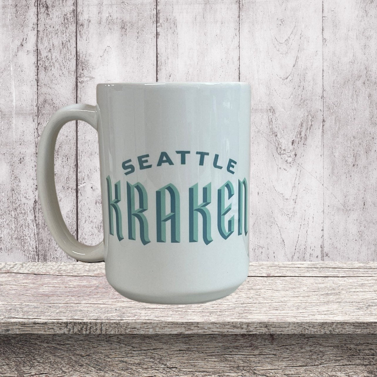 Seattle Kraken 15oz ceramic coffee mug.