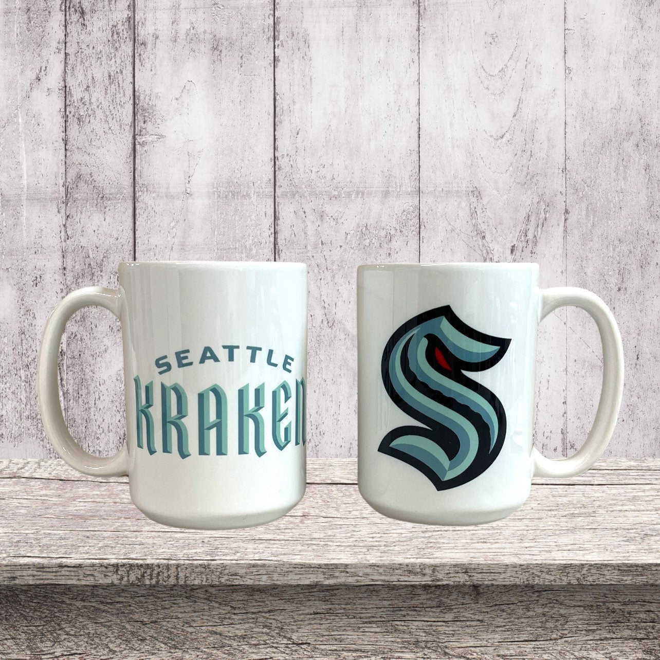 Seattle Kraken 15oz ceramic coffee mug.