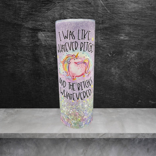 Funny Unicorn tumbler.