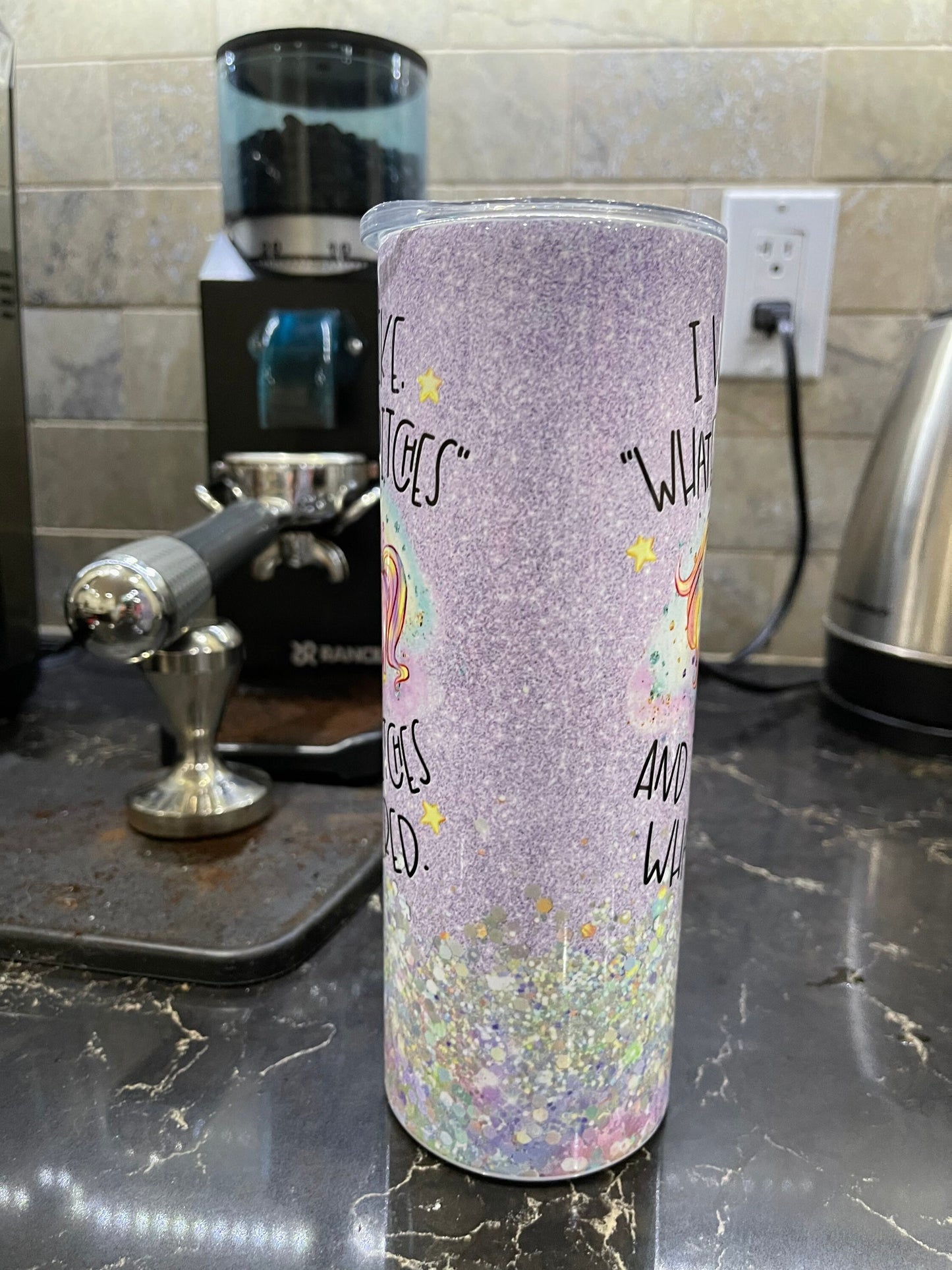 Funny Unicorn tumbler.