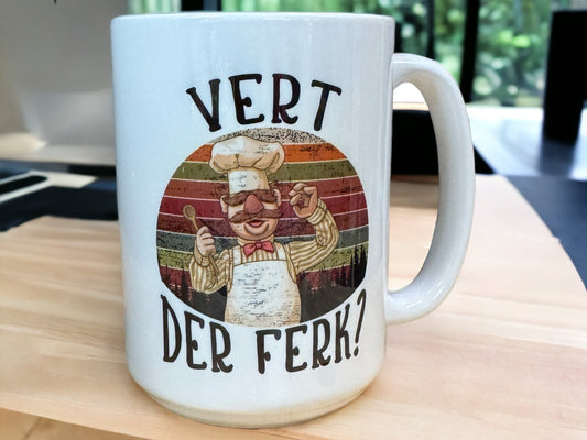 Vert der ferk 15oz ceramic coffee mug.
