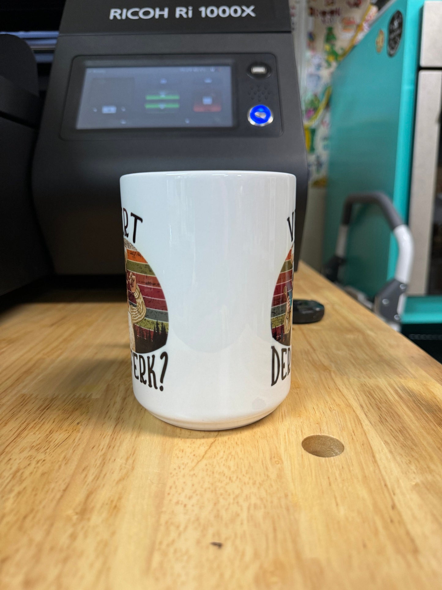 Vert der ferk 15oz ceramic coffee mug.