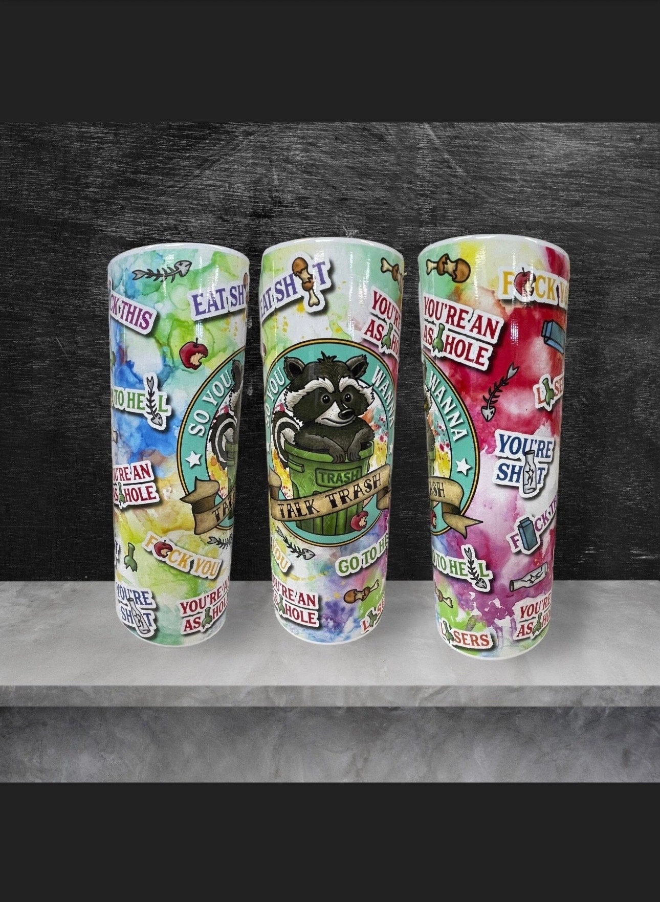 Trash panda Tumbler. 20 or 30oz. Free Personalization. W/ lid, straws, bottom rubber bumper, and straw cleaner.