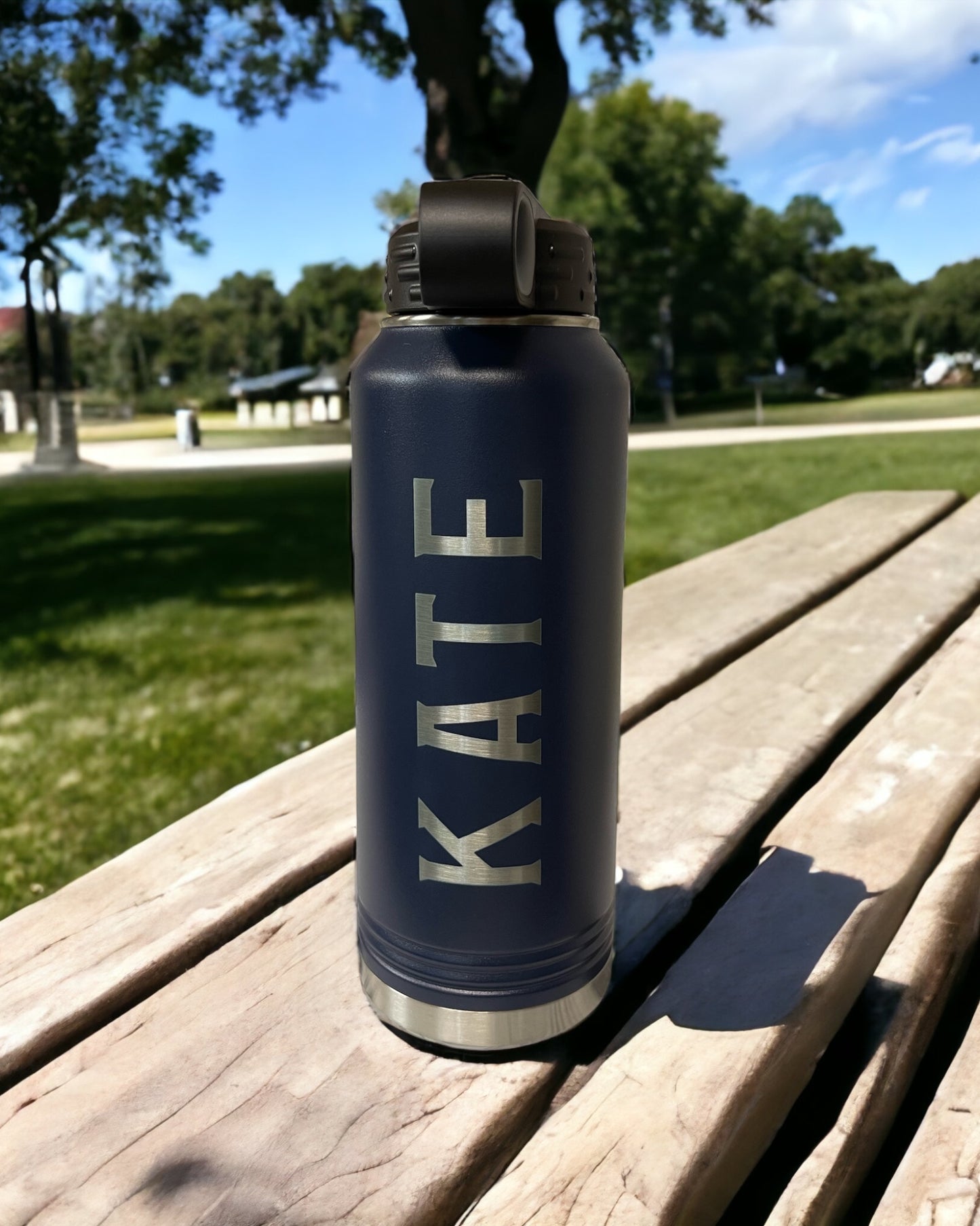 Navy Assumption Hawks Water Bottle with  personalization