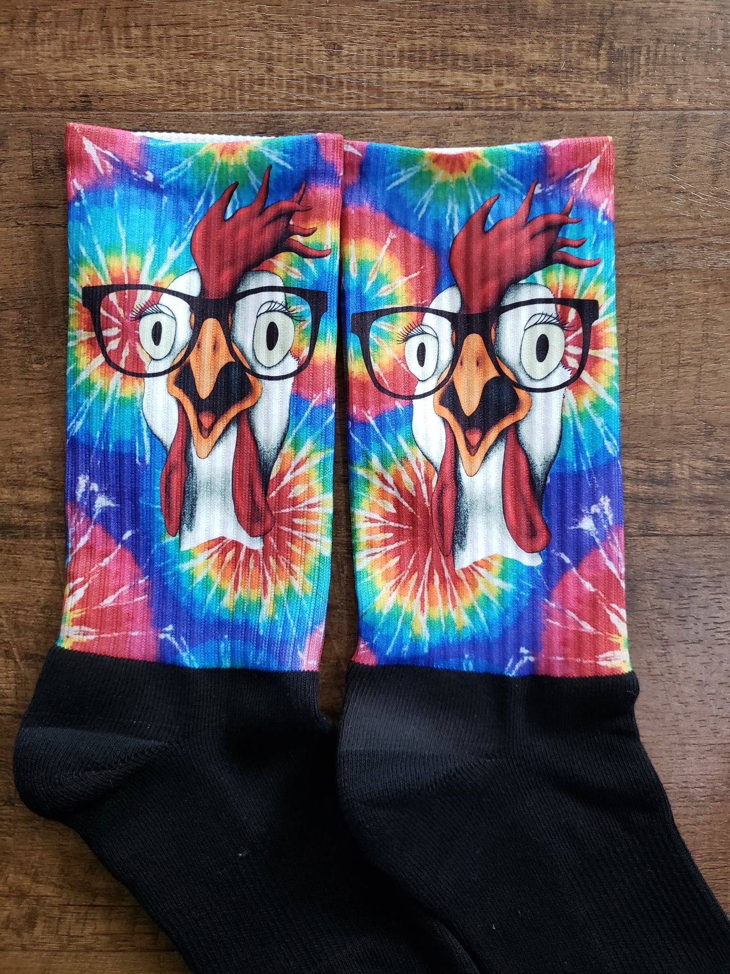 Chicken athletic crew socks. Handcrafted in the USA.