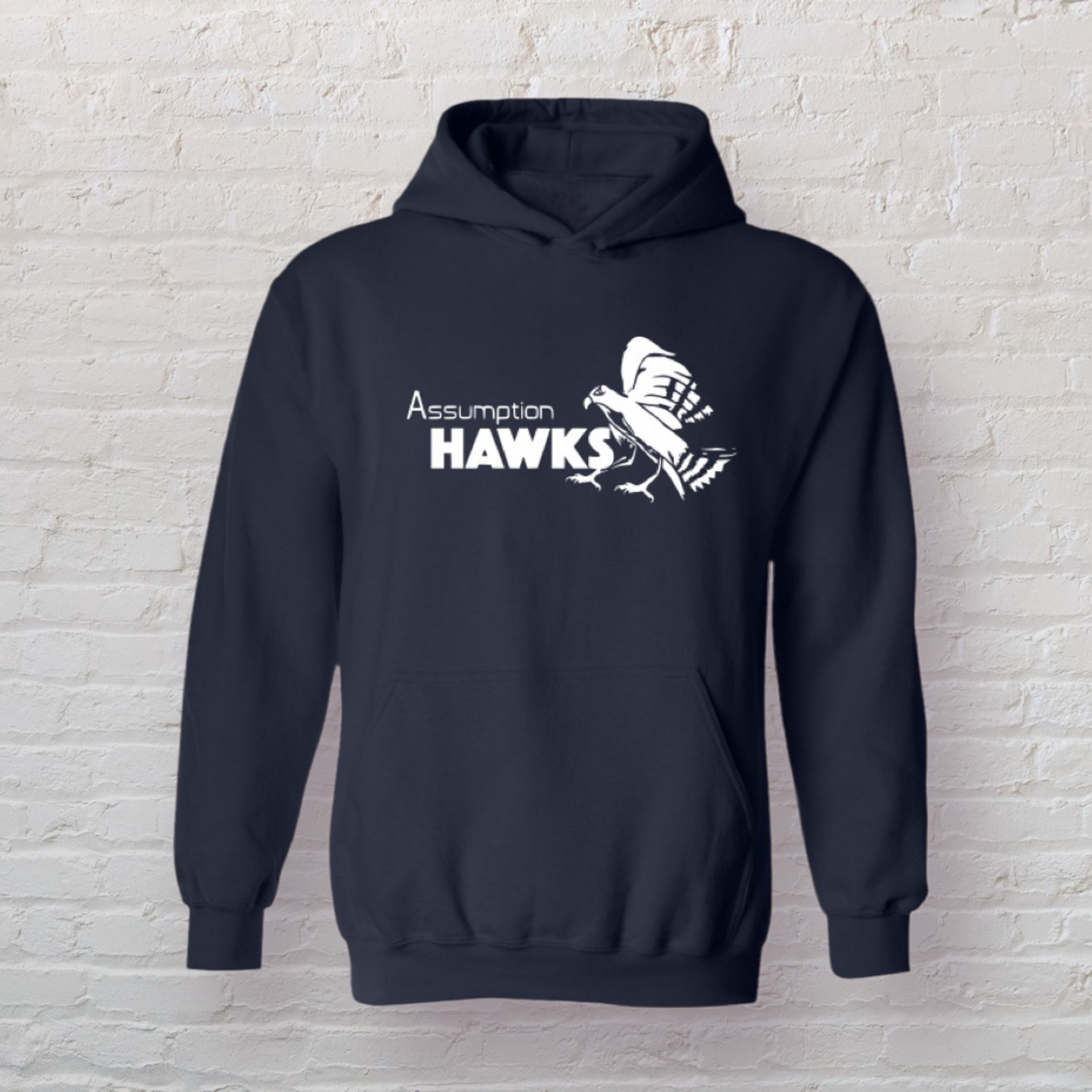 Assumption Hawks Navy or Gray Hoodie – Youth & Adult Sizes
