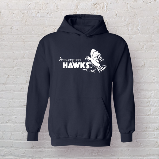 Assumption Hawks Navy or Gray Hoodie – Youth & Adult Sizes
