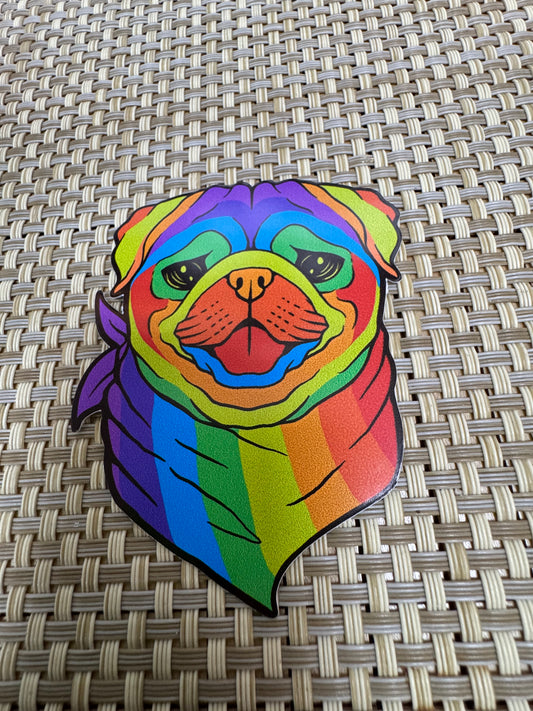 Rainbow pug sticker