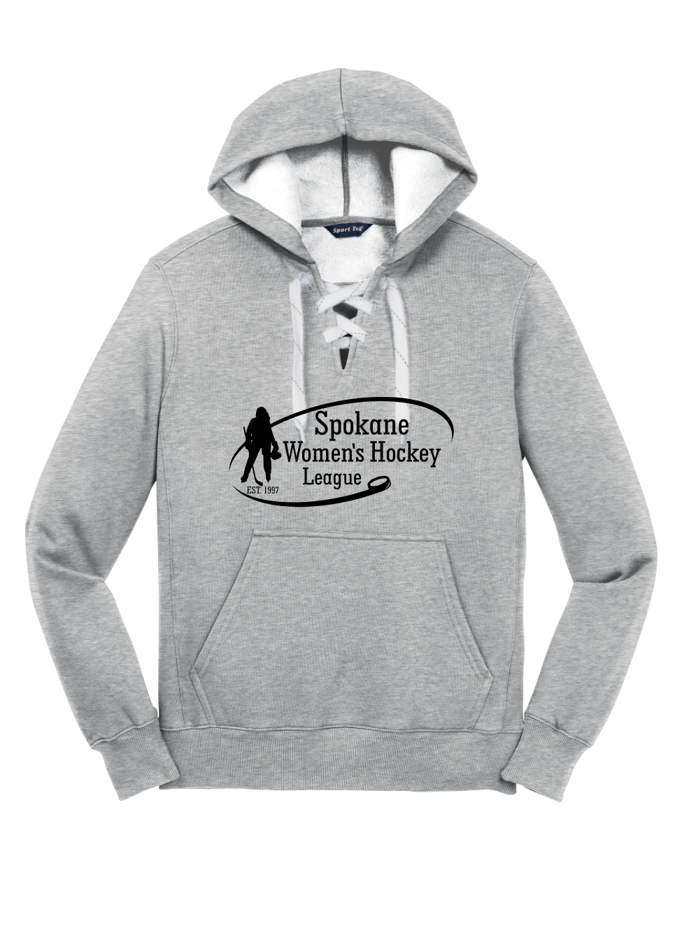 Spokane Women’s Hockey Hoodie with Hockey Lace Closure