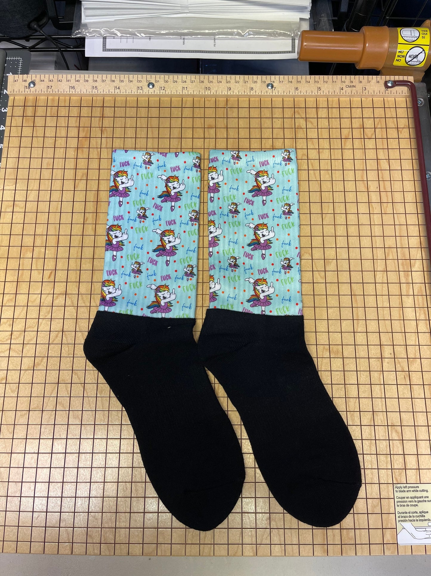 Funny Unicorn athletic socks.  Handcrafted in the USA