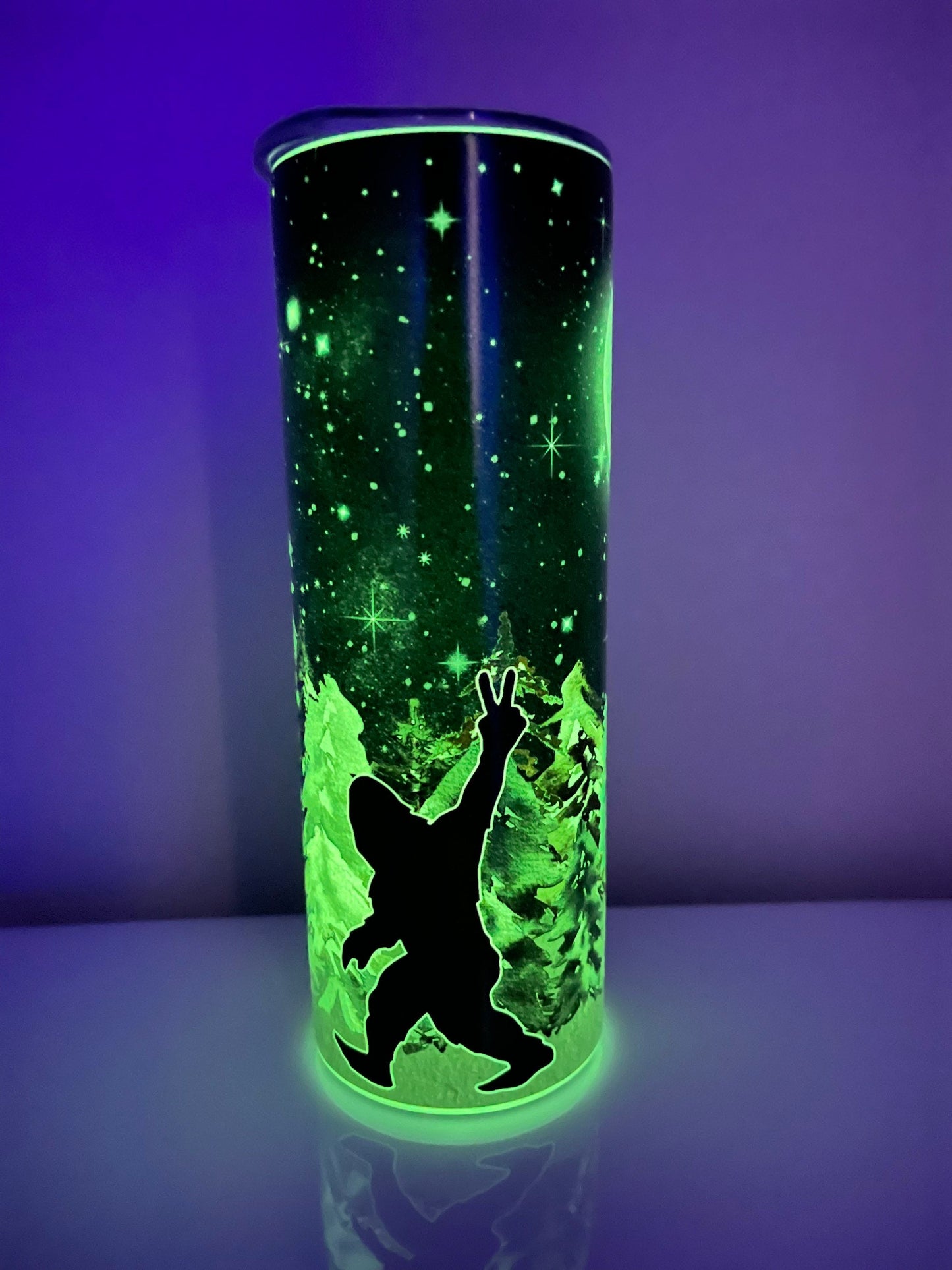 Bigfoot tumbler glow in the dark