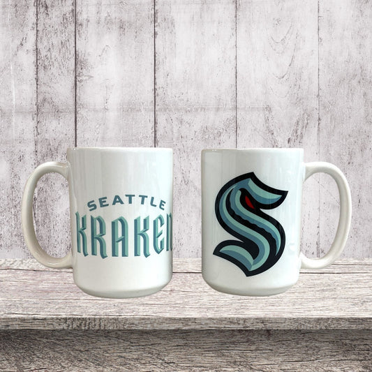 Seattle Kraken 15oz ceramic coffee mug.