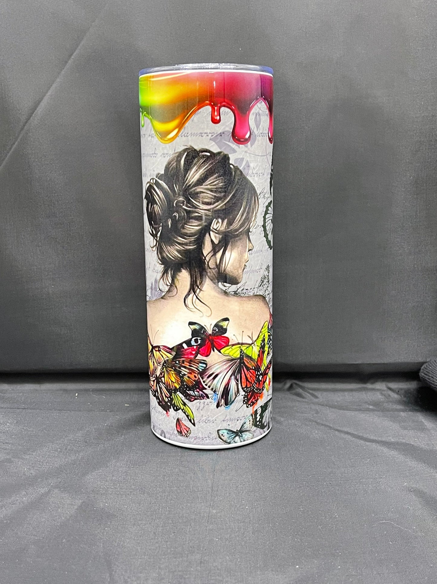 Girl and butterflies tumbler