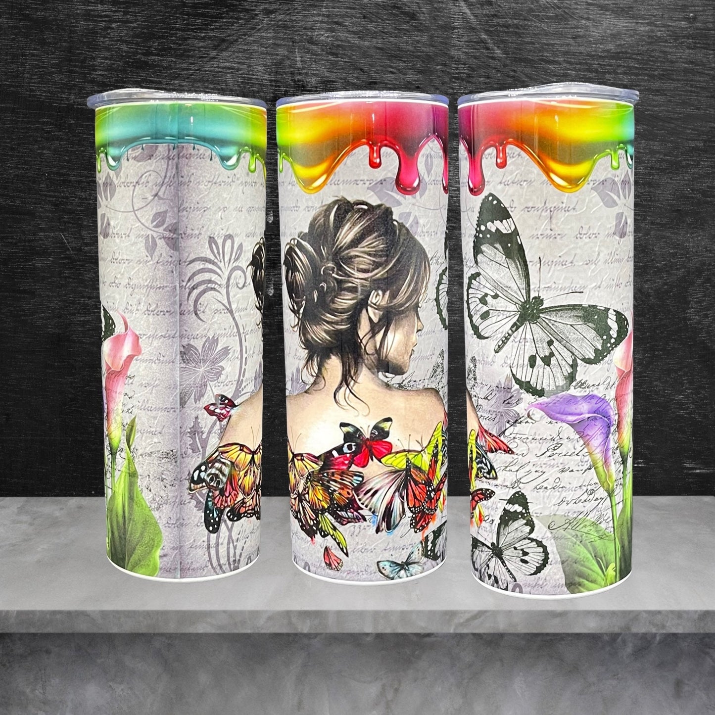 Girl and butterflies tumbler