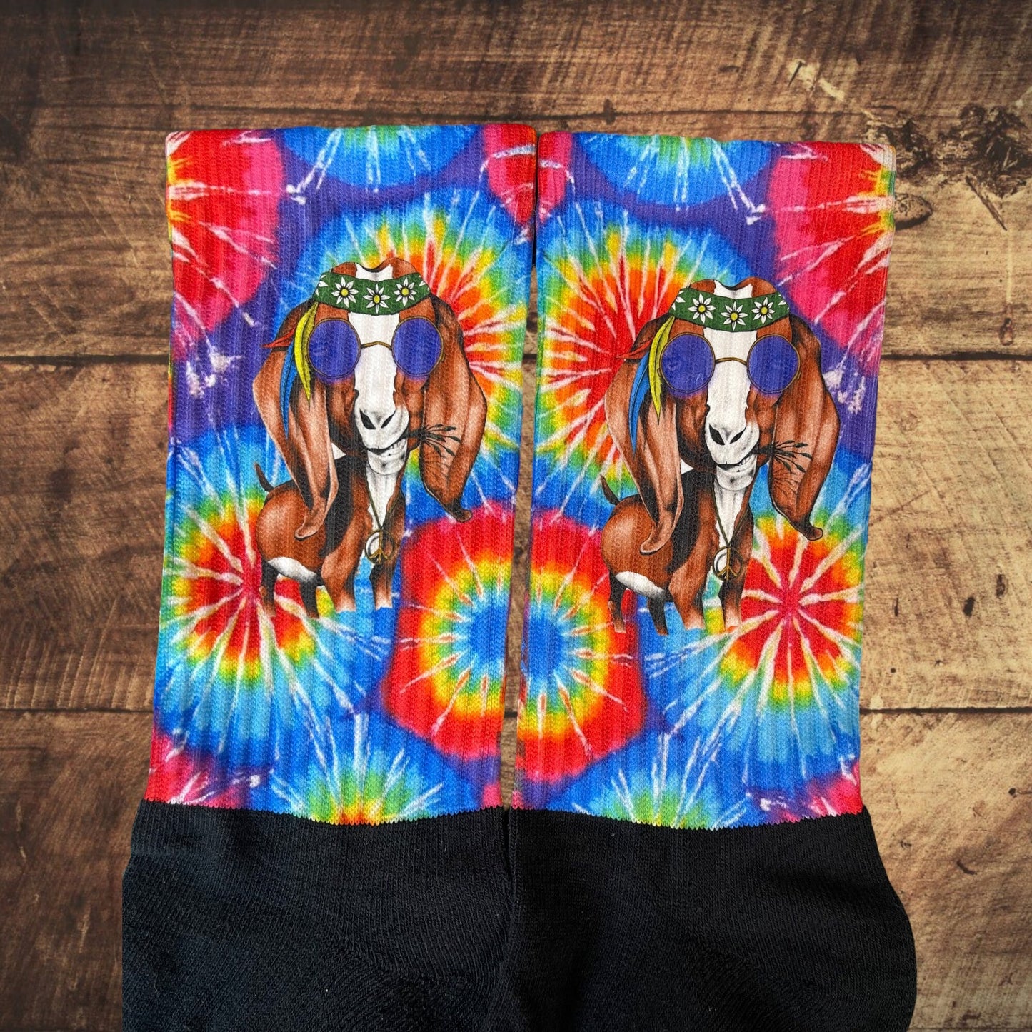 Groovy goat athletic crew socks. Handcrafted in the USA.