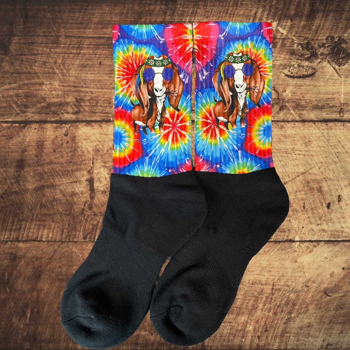 Groovy goat athletic crew socks. Handcrafted in the USA.