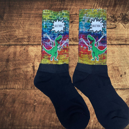 T-Rex what now  athletic crew socks. Handcrafted in the USA.