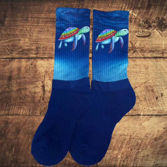 Turtle athletic crew socks. Handcrafted in the USA.