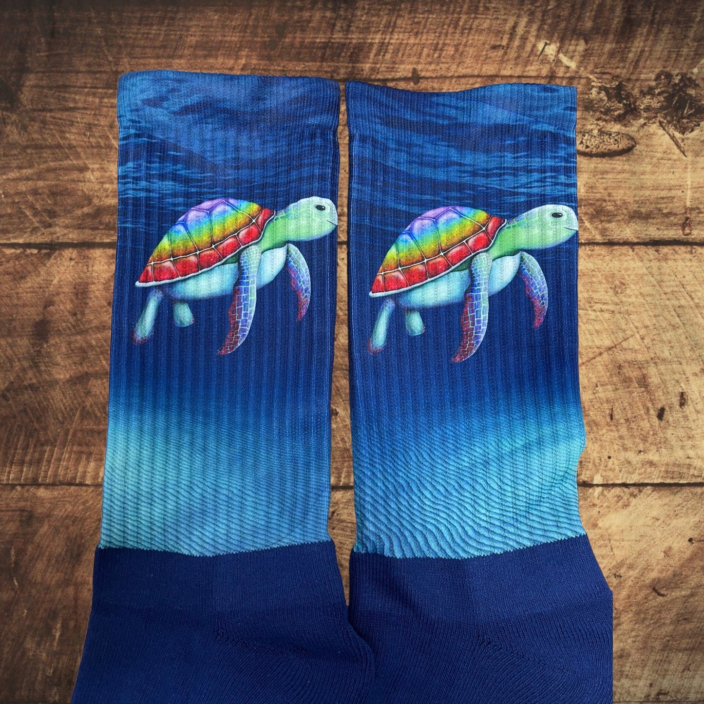 Turtle athletic crew socks. Handcrafted in the USA.