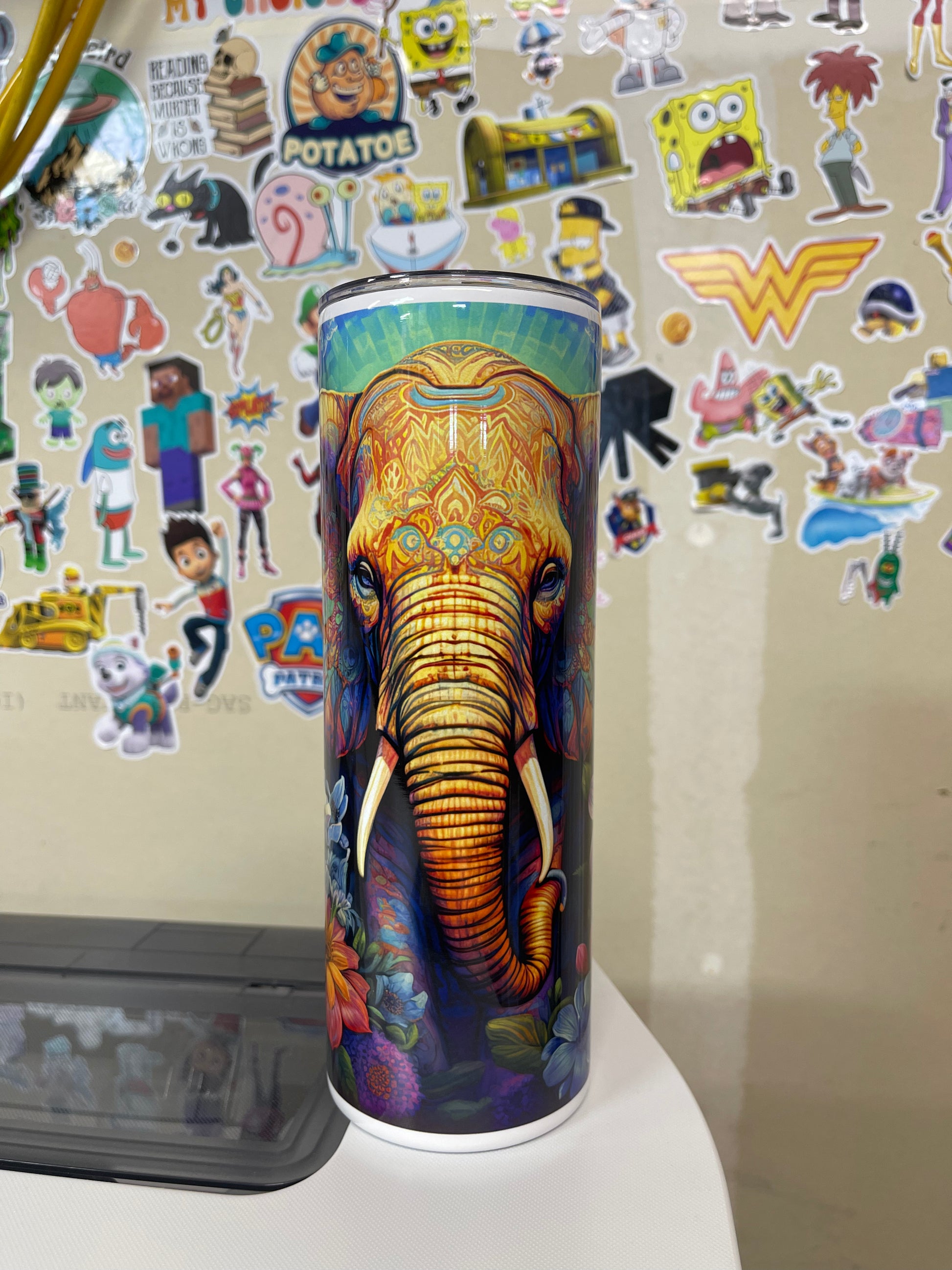 Elephant Tumbler With Straw And Lid, Stainless Steel Insulated