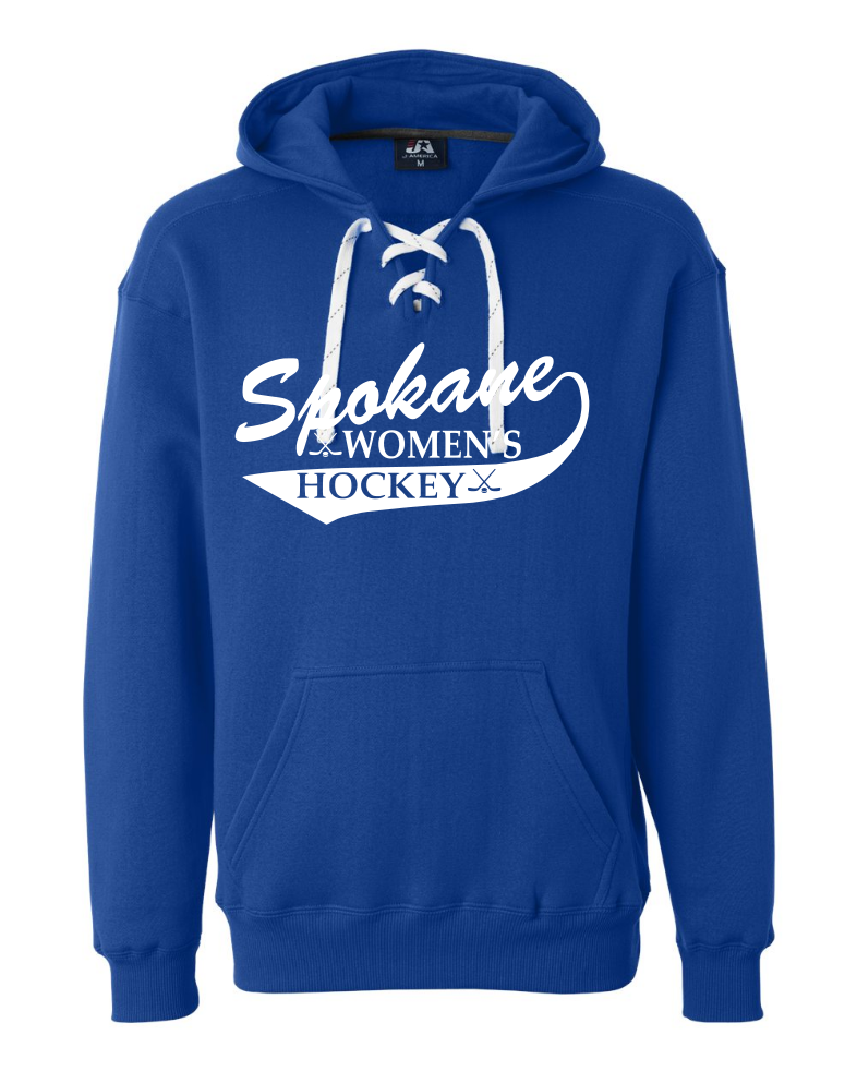 Spokane Women’s Hockey Hoodie with Hockey Lace Closure