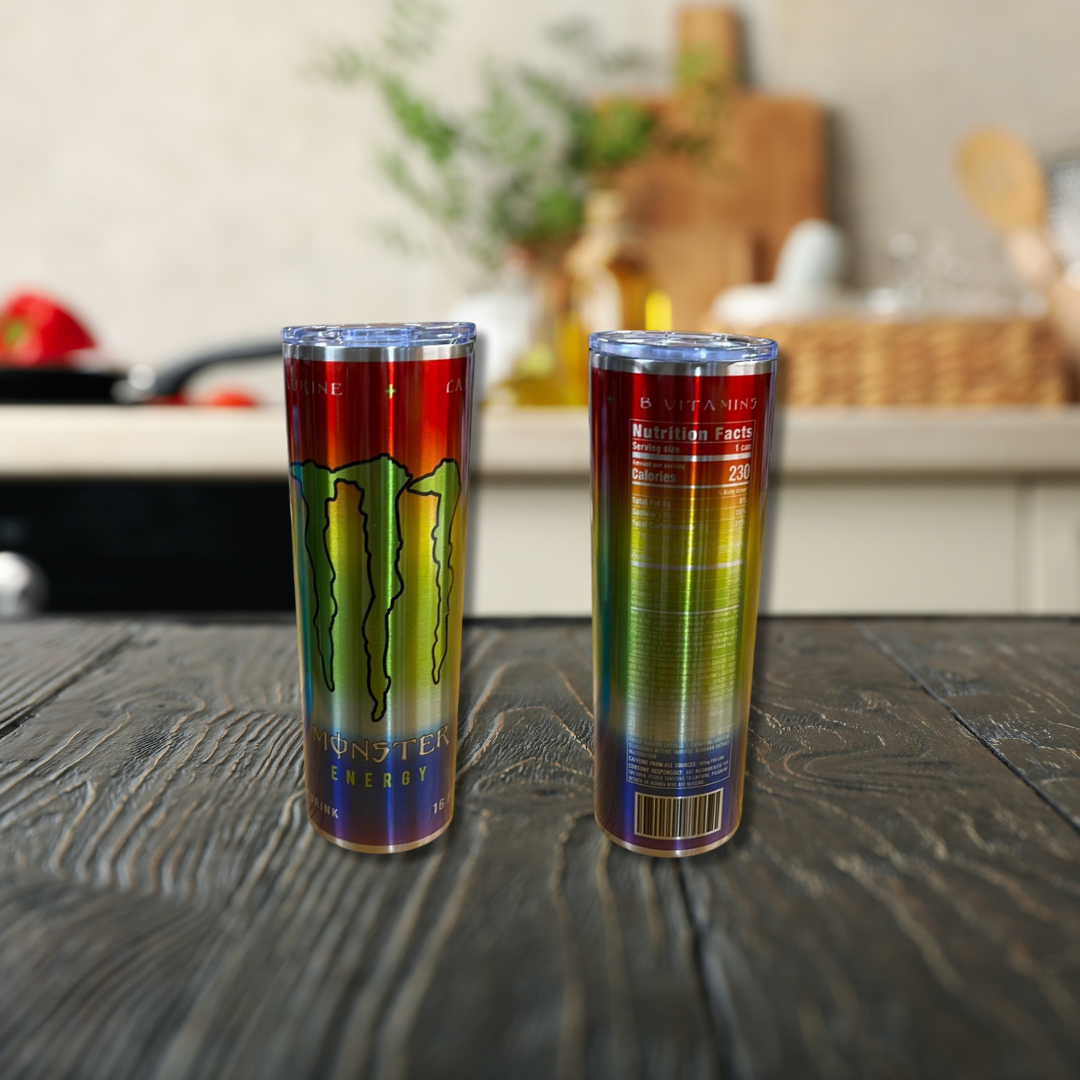 Rainbow energy drink tumbler