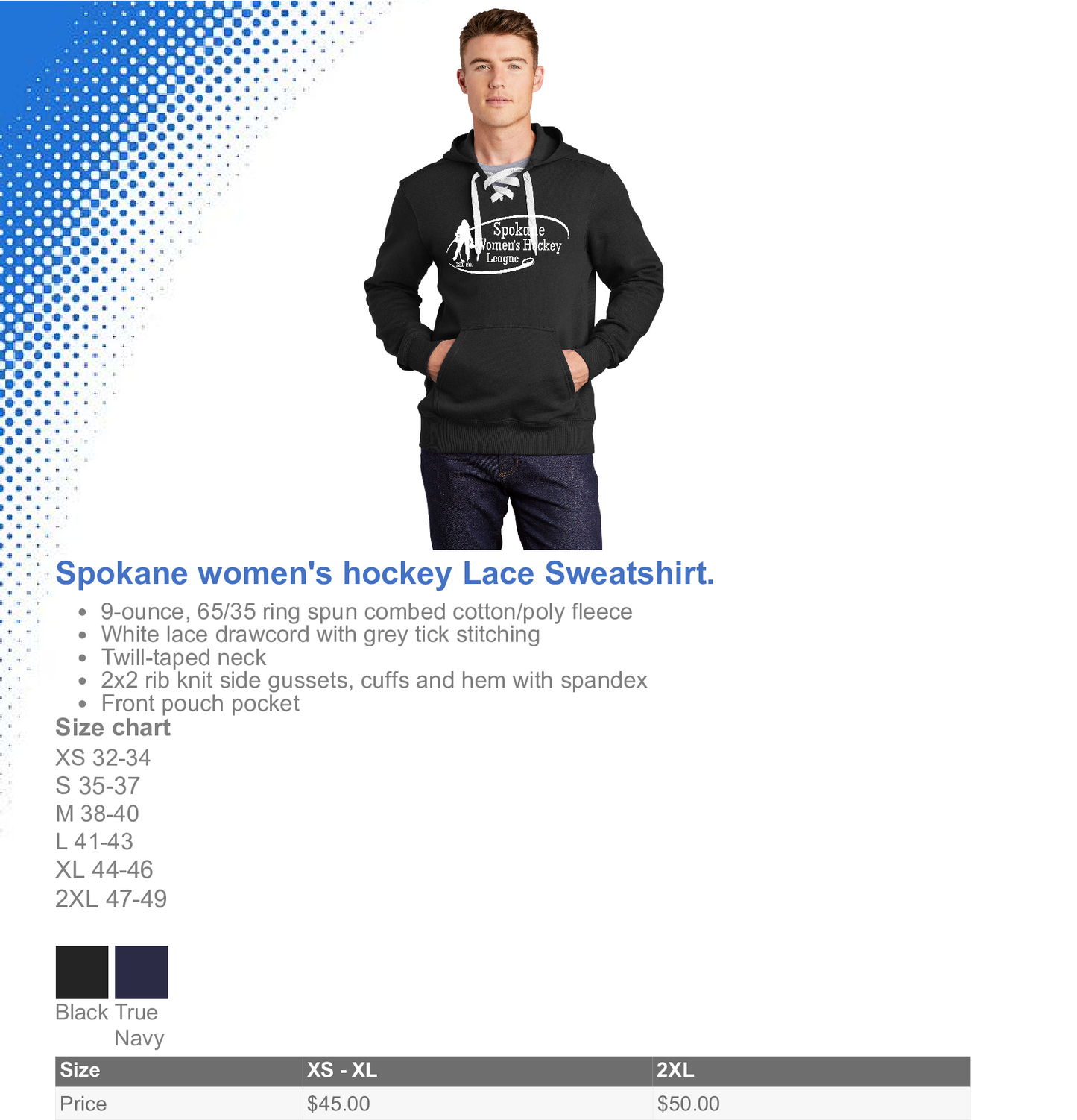 New Spokane women’s hockey lace sweatshirt