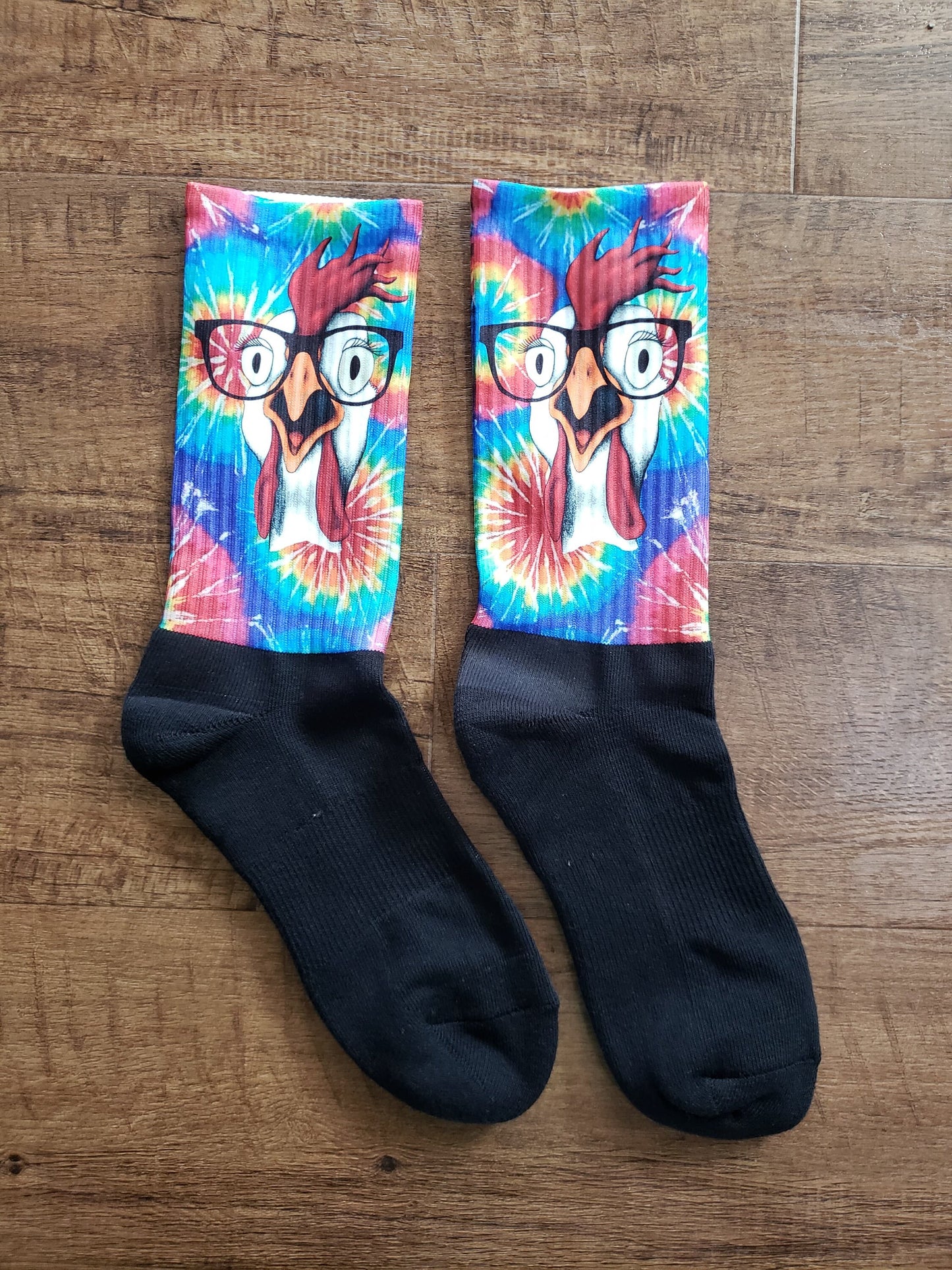 Chicken athletic crew socks. Handcrafted in the USA.