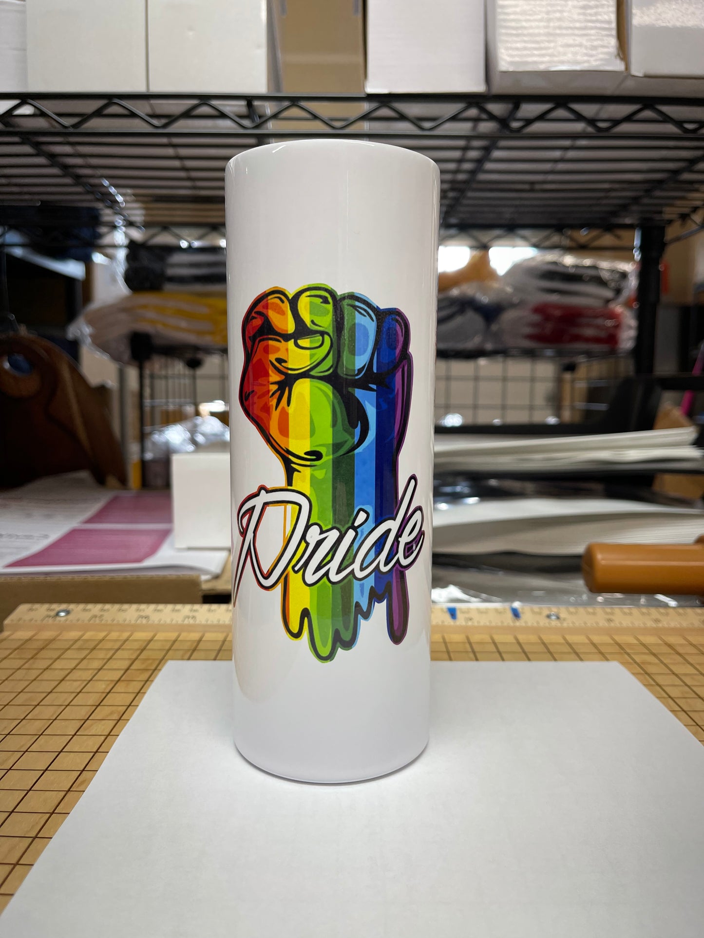 Pride fist rainbow tumbler